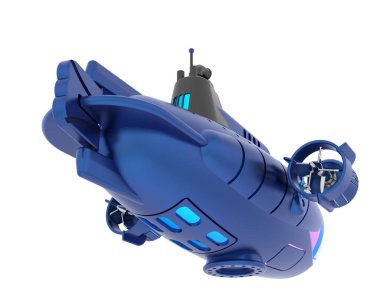 Beyaz arka planda izole edilmiş bir denizaltı.