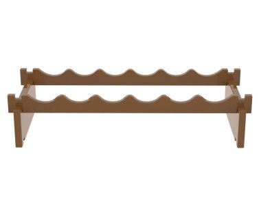 Arka planda şarap rafı var. 3d görüntüleme - illüstrasyon