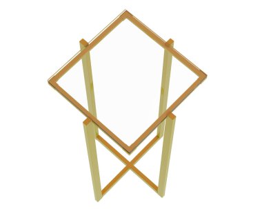 Promosyon masası gri arkaplanda izole edildi. 3d görüntüleme - illüstrasyon