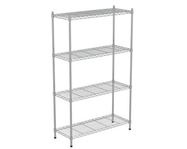 Arka planda endüstriyel raflar var. 3d görüntüleme - illüstrasyon 