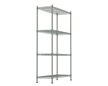 Arka planda endüstriyel raflar var. 3d görüntüleme - illüstrasyon 