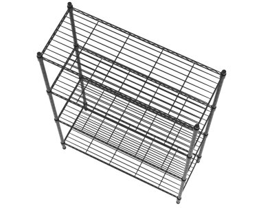 Arka planda endüstriyel raflar var. 3d görüntüleme - illüstrasyon 