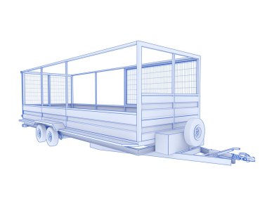 Tekerlekli araç çekici, fabrika ekipmanlarının 3 boyutlu çizimi