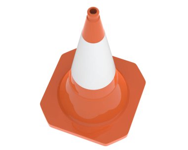 Beyaz arkaplanda trafik uyarı konisi izole edildi 