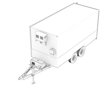 Beyaz arka plan üzerinde izole römork