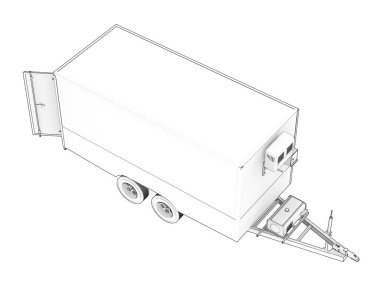 Beyaz arka plan üzerinde izole römork