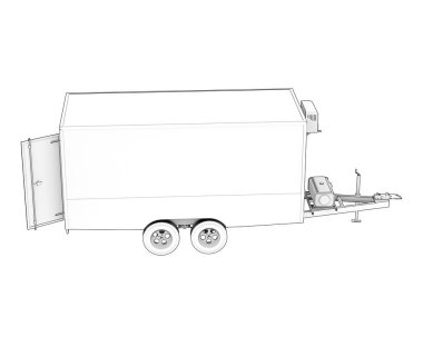 Beyaz arka plan üzerinde izole römork