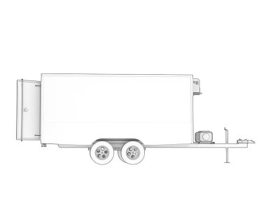 Beyaz arka plan üzerinde izole römork