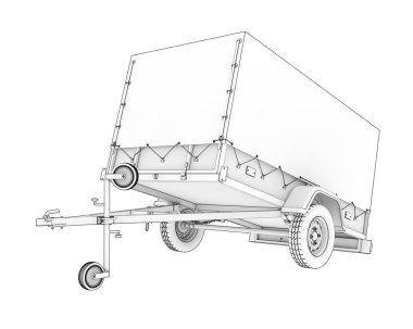 Beyaz arka plan üzerinde izole römork