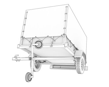 Beyaz arka plan üzerinde izole römork