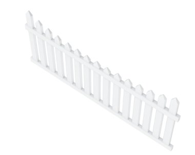 Beyaz arka planda izole edilmiş beyaz dekoratif çitin 3 boyutlu görüntüsü