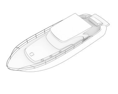 Tekne beyaz arka planda izole edilmiş. 3d resimleme