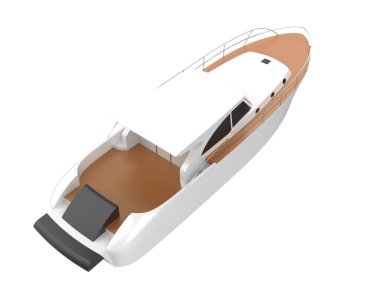 Tekne beyaz arka planda izole edilmiş. 3d resimleme