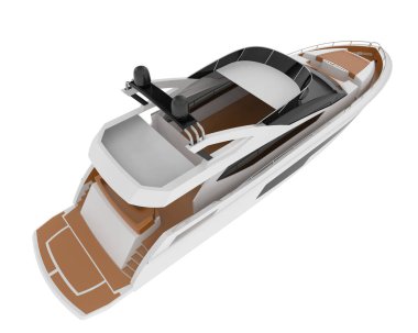 3D lüks yat beyaz arka planda izole