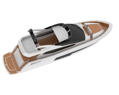 3D lüks yat beyaz arka planda izole