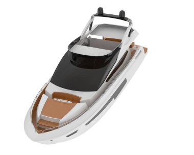 3D lüks yat beyaz arka planda izole