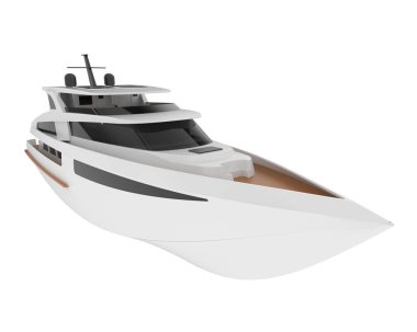 Lüks yatın beyaz arka planda izole edilmiş 3D modeli