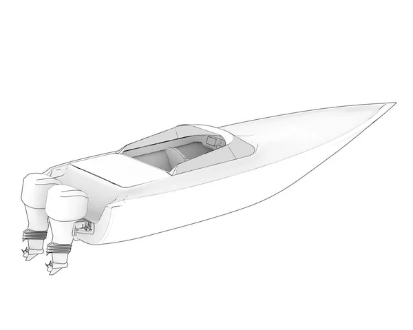 Speedboat Isolerad Bakgrunden Återgivning Illustration — Stockfoto