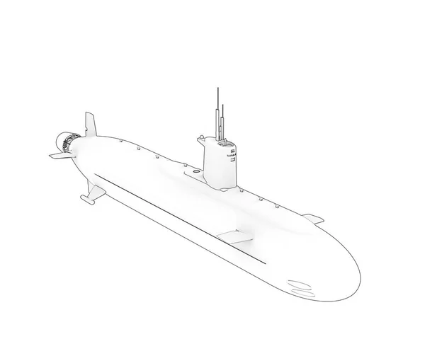 因白色背景而被隔离的潜艇 — 图库照片