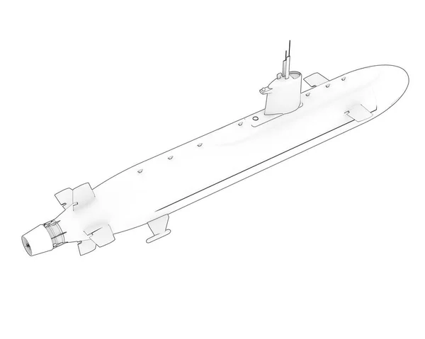Підводний Човен Ізольований Білому Тлі — стокове фото