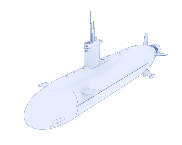 Ubåt Isolerad Vit Bakgrund — Stockfoto