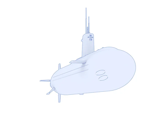 因白色背景而被隔离的潜艇 — 图库照片