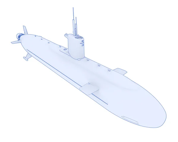 Submarino Isolado Fundo Branco — Fotografia de Stock