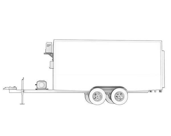 白色背景上孤立的拖车 — 图库照片