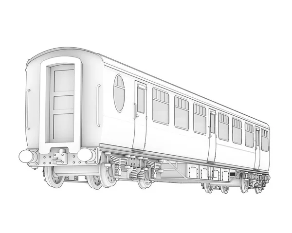 白い背景に隔離された列車のワゴン — ストック写真