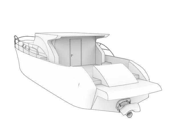 被白色背景隔离的游艇 3D渲染说明 — 图库照片
