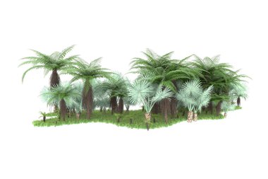 Arka planda izole tropikal orman. 3d görüntüleme - illüstrasyon