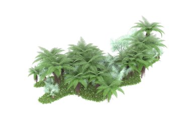 Arka planda izole tropikal orman. 3d görüntüleme - illüstrasyon