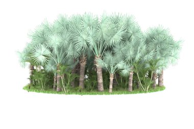 Arka planda izole tropikal orman. 3d görüntüleme - illüstrasyon