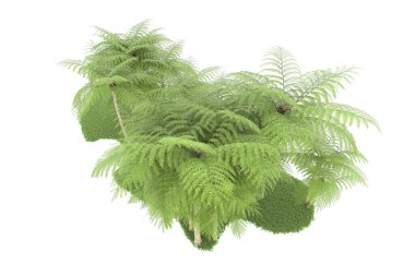 Beyaz arka planda izole edilmiş palmiye ağaçları adası. 3d görüntüleme - illüstrasyon