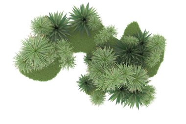 Beyaz arka planda izole edilmiş palmiye ağaçları adası. 3d görüntüleme - illüstrasyon