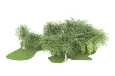 Beyaz arka planda izole edilmiş palmiye ağaçları adası. 3d görüntüleme - illüstrasyon