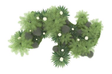 Beyaz arka planda izole edilmiş palmiye ağaçları adası. 3d görüntüleme - illüstrasyon