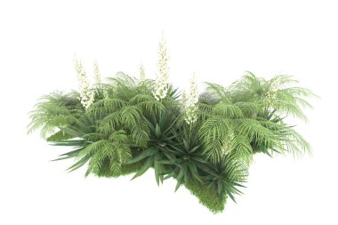 Beyaz arka planda izole edilmiş palmiye ağaçları adası. 3d görüntüleme - illüstrasyon