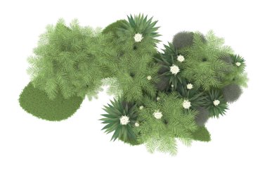 Beyaz arka planda izole edilmiş palmiye ağaçları adası. 3d görüntüleme - illüstrasyon