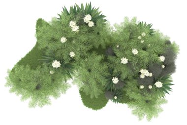 Beyaz arka planda izole edilmiş palmiye ağaçları adası. 3d görüntüleme - illüstrasyon