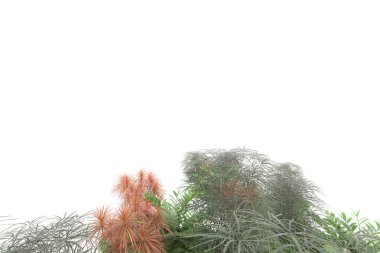 Beyaz arka planda izole edilmiş palmiye ağaçları adası. 3d görüntüleme - illüstrasyon