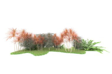 Beyaz arka planda izole edilmiş palmiye ağaçları adası. 3d görüntüleme - illüstrasyon