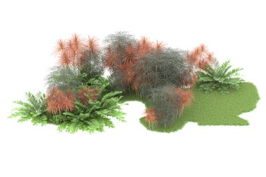 Beyaz arka planda izole edilmiş palmiye ağaçları adası. 3d görüntüleme - illüstrasyon