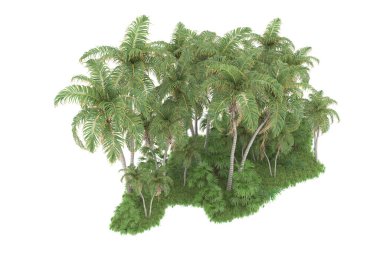 Beyaz arka planda izole edilmiş palmiye ağaçları adası. 3d görüntüleme - illüstrasyon