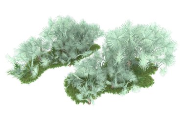 Beyaz arka planda izole edilmiş palmiye ağaçları adası. 3d görüntüleme - illüstrasyon