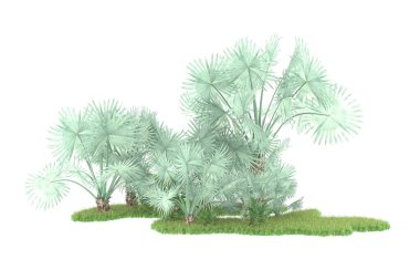 Beyaz arka planda izole edilmiş palmiye ağaçları adası. 3d görüntüleme - illüstrasyon