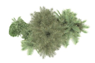 Beyaz arka planda izole edilmiş palmiye ağaçları adası. 3d görüntüleme - illüstrasyon