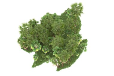 Beyaz arka planda izole edilmiş palmiye ağaçları adası. 3d görüntüleme - illüstrasyon