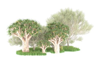 Orman beyaz arka planda izole edilmiş. 3d görüntüleme - illüstrasyon