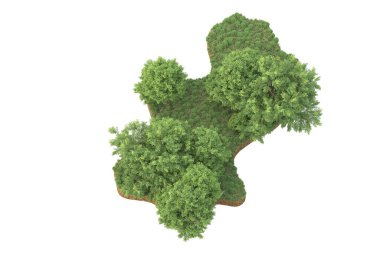 Beyaz arkaplanda izole edilmiş yeşil ağaçların 3d görüntülenmesi